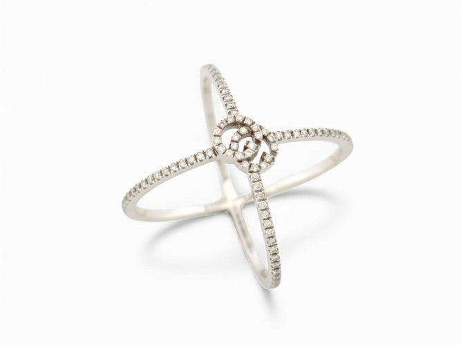 Bague 50 bague GUCCI gg running 7mm en or blanc 18k 108 diamants t50 58 Facettes 271884