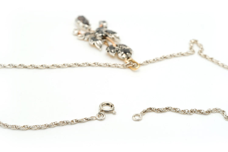 Collier Collier Napoléon III or jaune, argent, pierre du Rhin et diamants taille rose 58 Facettes B775