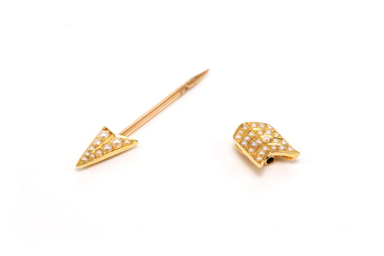 Broche Broche Art Déco en or jaune 18 carats sertie de perles 58 Facettes 22299