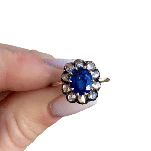 Bague 54 Bague Or, Saphir 2,5 Cts et Diamants - Belle Époque 58 Facettes 501