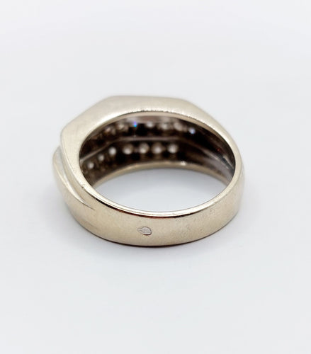 Anillo tank art déco oro blanco 18k y diamantes 