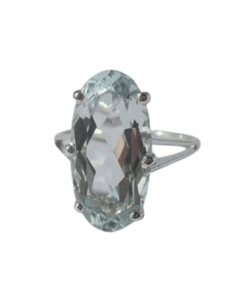 Bague 53 Bague cocktail aigue-marine or blanc 58 Facettes