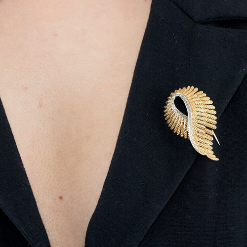 Broche Broche or jaune et or blanc, diamants 58 Facettes GULK229