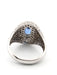 Bague 52 Bague or blanc avec saphir central et diamants 58 Facettes