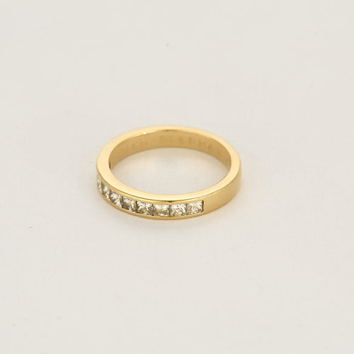 Bague 53,5 Bague jonc en or jaune et diamants princesse 58 Facettes SQU3662X2