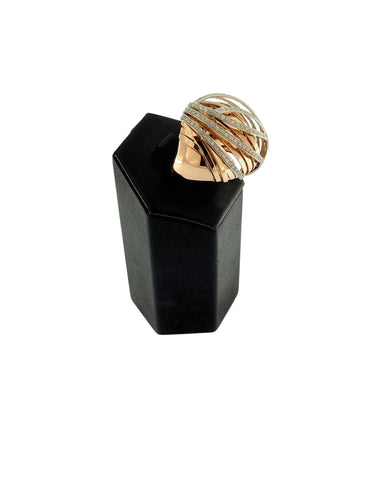 Bague 56 Bague dôme italienne or blanc et or rose avec diamants 58 Facettes