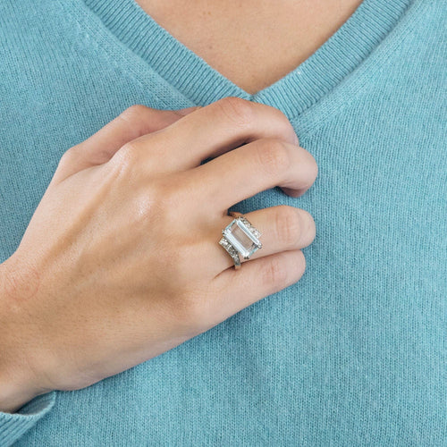 bague 57 Bague aigue-marine et diamants 58 Facettes