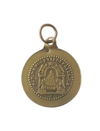 Pendentif Médaille pendentif biface XIXe N.D. de Fourvière en or jaune 18k 58 Facettes