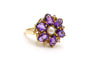 Bague 53 Bague Années 50 or jaune sertie de perles et d'améthystes 58 Facettes 22904
