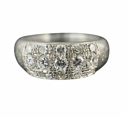 Bague 54 Bague d'époque année 1960/70 or blanc diamants 58 Facettes