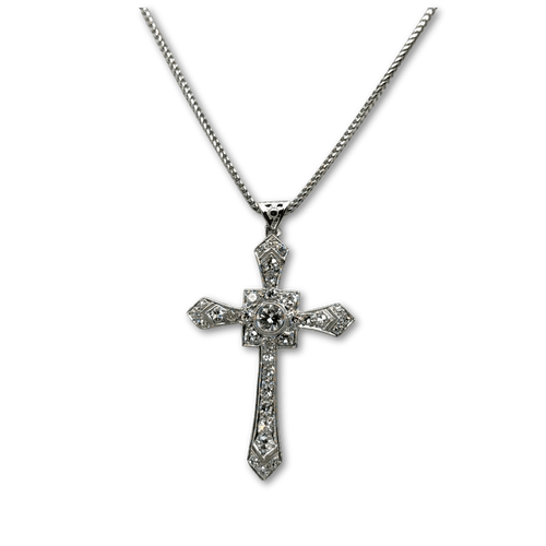 Pendentif Art déco - Pendentif Croix or blanc et Diamants 58 Facettes 1.0000716/2