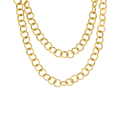 Collier Sautoir en or jaune à maillons ronds entrelacés 58 Facettes CLA0761