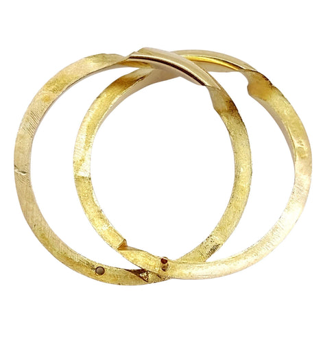 Bague 60 RARE Alliance jumelée or jaune finement ciselée, NON gravée (circa 1880) 58 Facettes A04721