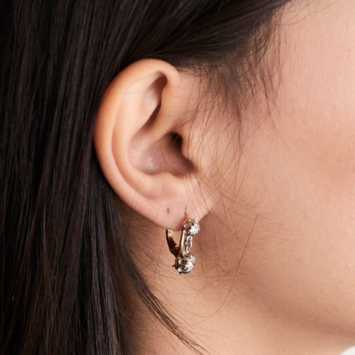 Boucles d'oreilles Dormeuses diamants or gris et jaune 58 Facettes