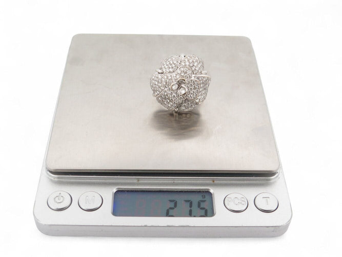 Bague 53 bague cocktail camelia t53 sertie de 188 diamants 4.12ct or blanc 18k 27.5g 58 Facettes 270127