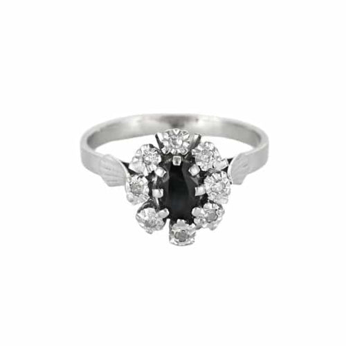 Bague 53 Bague Marguerite or gris, saphir et diamants 58 Facettes GAP14742
