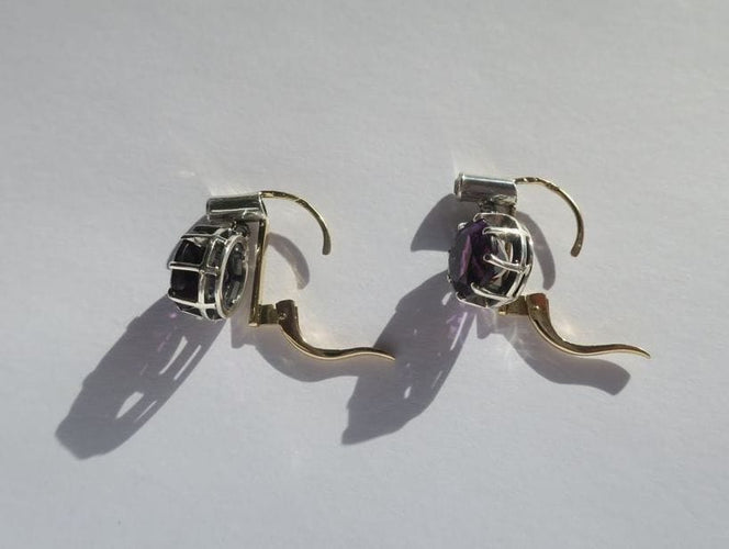 Boucles d'oreilles Boucles d’oreilles dormeuses améthyste or et argent 58 Facettes