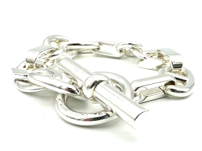 Bracelet HERMES. Collection "Aléas" bracelet argent 925/00 PM 58 Facettes