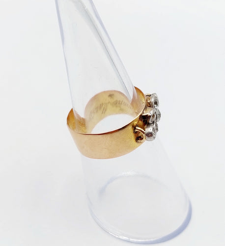 Bague 51.5 Bague jonc victorienne or rose 18k diamants taille ancienne (circa 1897) 58 Facettes A06142