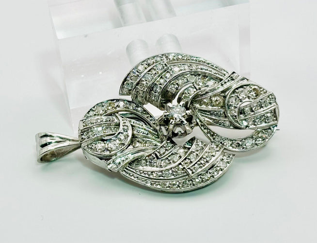 Pendentif Broche et pendentif en platine avec diamants 58 Facettes 50273