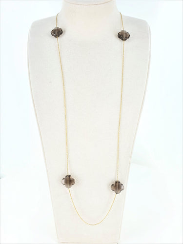 Collier MORGANNE BELLO - Collier sautoir trèfle quartz fumé 58 Facettes