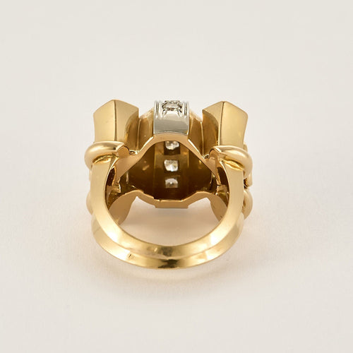 Bague 51 Bague Tank en or rose, platine et diamants 58 Facettes GU001