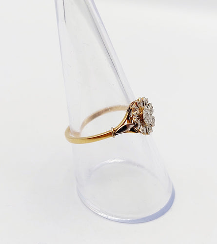 Bague 56.5 Bague marguerite antique en or 18k et diamants taille rose 58 Facettes A06397