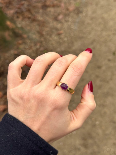 Bague Bague Jonc or jaune, améthyste 58 Facettes