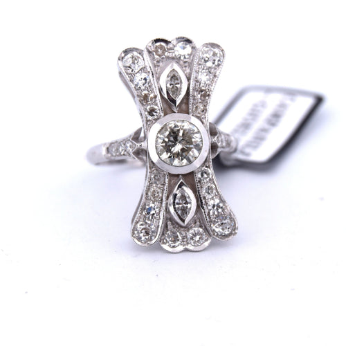 Bague 54 BAGUE EN OR BLANC 18KT ET DIAMANTS - ART DÉCO' 58 Facettes