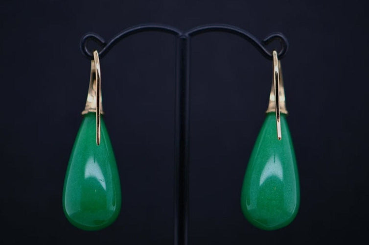 Boucles d'oreilles Boucles d'oreilles pendantes en or avec pierre de jade 58 Facettes