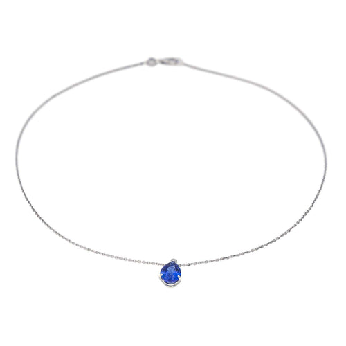 Collier Collier Or blanc Tanzanite, Diamant 58 Facettes 4423605RV