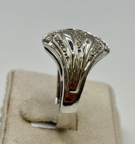 Boucles d'oreilles Parure style Art Déco or blanc 14 carats et diamants 58 Facettes