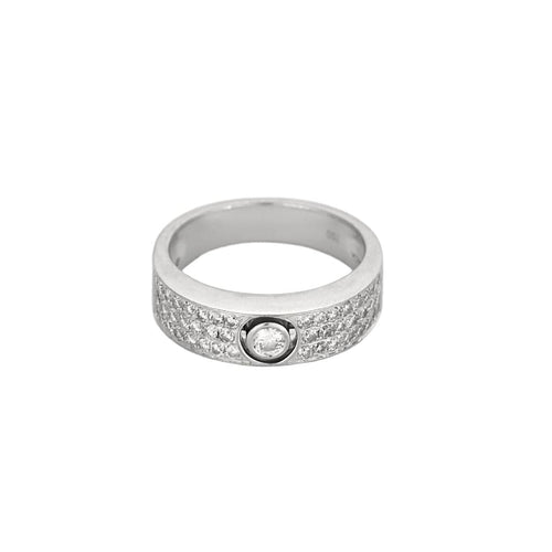 Bague 53,5 Bague jonc en or blanc et diamants 58 Facettes HAV0939X2