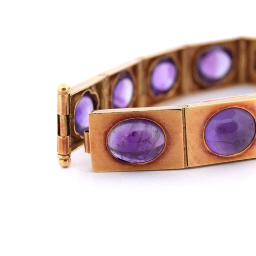 Bracelet Bracelet vintage en or jaune avec améthystes 58 Facettes