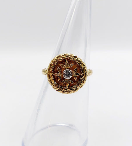Bague 51 Bague art deco or jaune 18k diamant et couronne de lauriers (circa 1920) 58 Facettes A06161