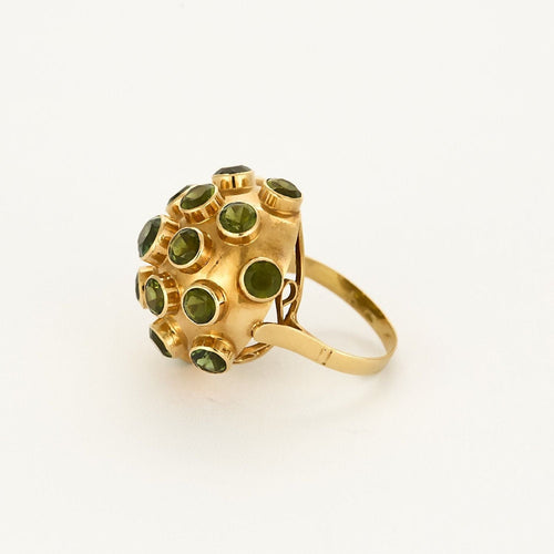 Bague 49,5 Bague dôme en or jaune et tourmalines vertes 58 Facettes MAN1695X2