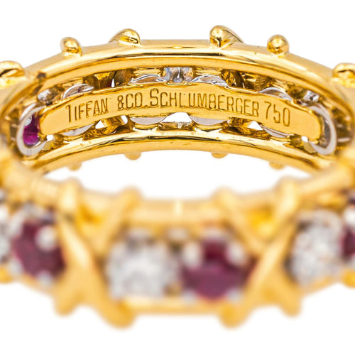 Bague 51 Tiffany&Co Bague Sixteen Stone Or jaune, Platine Rubis, Diamant 58 Facettes 4564997CN
