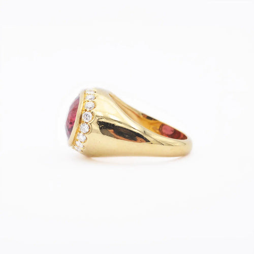 Bague Bague en or jaune avec rubellite et diamants 58 Facettes 16915