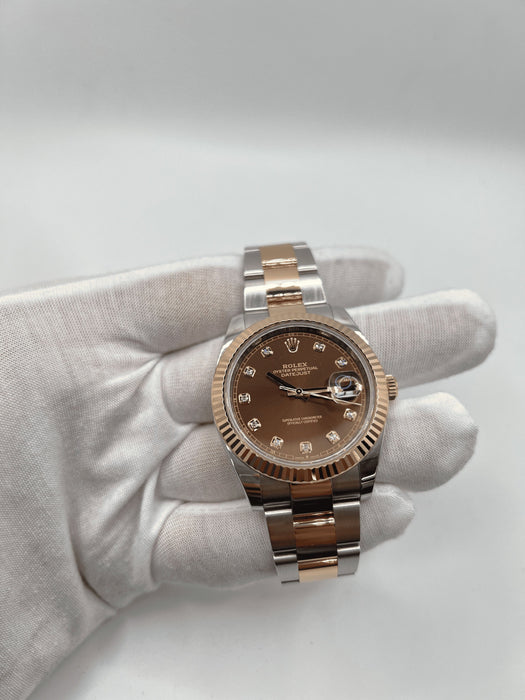 Montre Rolex Datejust 41 or rose Chocolate & Diamonds 58 Facettes