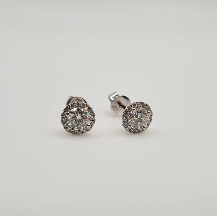 Boucles d'oreilles Boucles d'oreilles or blanc serties de diamants GIA 58 Facettes