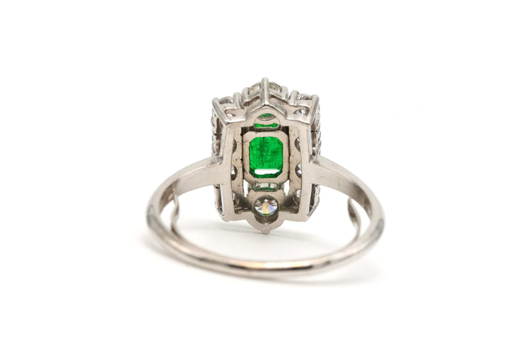 Bague 55 Bague Années 70 platine, émeraude et diamants (+-1ct) 58 Facettes 22681