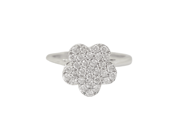 Bague 52 Bague fleur en or blanc et diamants 58 Facettes 21524