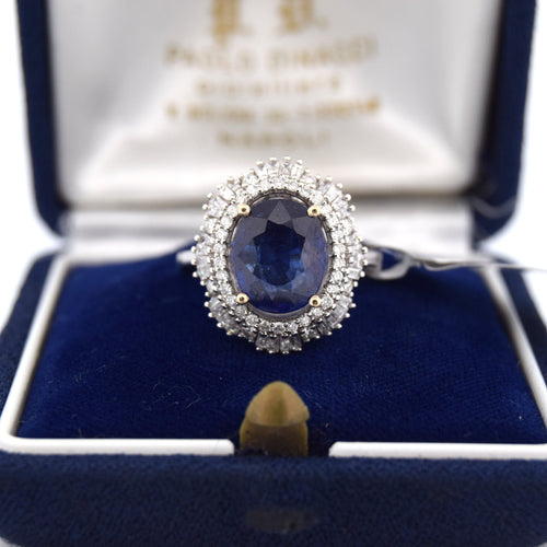 Bague 53 Bague en or avec saphir et diamant 58 Facettes