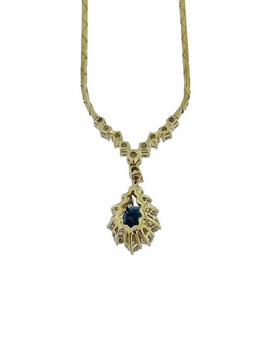 Collier Collier pendentif en or jaune avec diamants et saphirs 58 Facettes