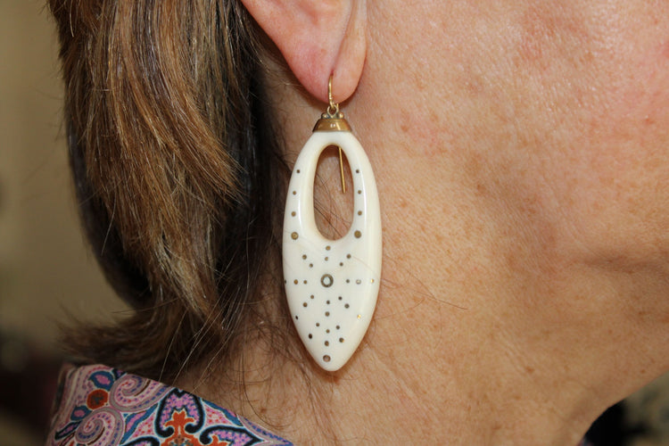 Boucles d'oreilles Boucles d'oreilles antiques en or piqué ivoire 58 Facettes 7662