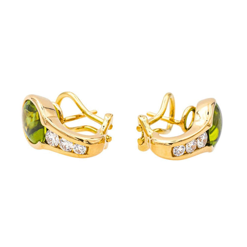 Boucles d'oreilles Boucles d'oreilles Dormeuses Or jaune Péridot, Diamant 58 Facettes 3951648CN