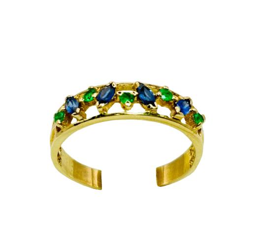 Bague Bague en or ornée d'émeraudes et de saphirs. 58 Facettes 50285