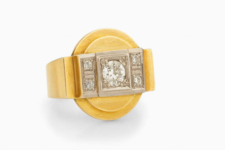 Bague 51.5 Bague Rétro 2 ors diamants 58 Facettes GU167