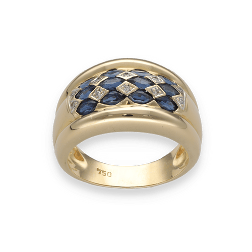 Bague 55 Bague or jaune saphirs diamants brillants 58 Facettes