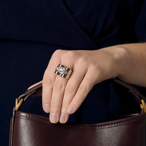 Bague Bague Tank or et diamants 58 Facettes